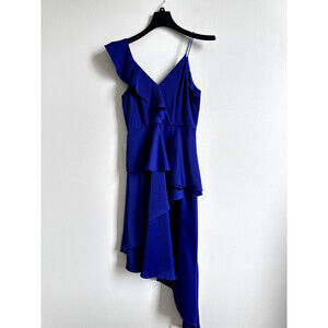 Aidan by Aidan Mattox Women's Asymmetrical Charmeuse Gown size 4 in blue $249